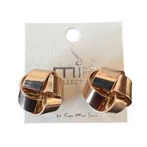 Mia collection large gold colored big knot statement earrings